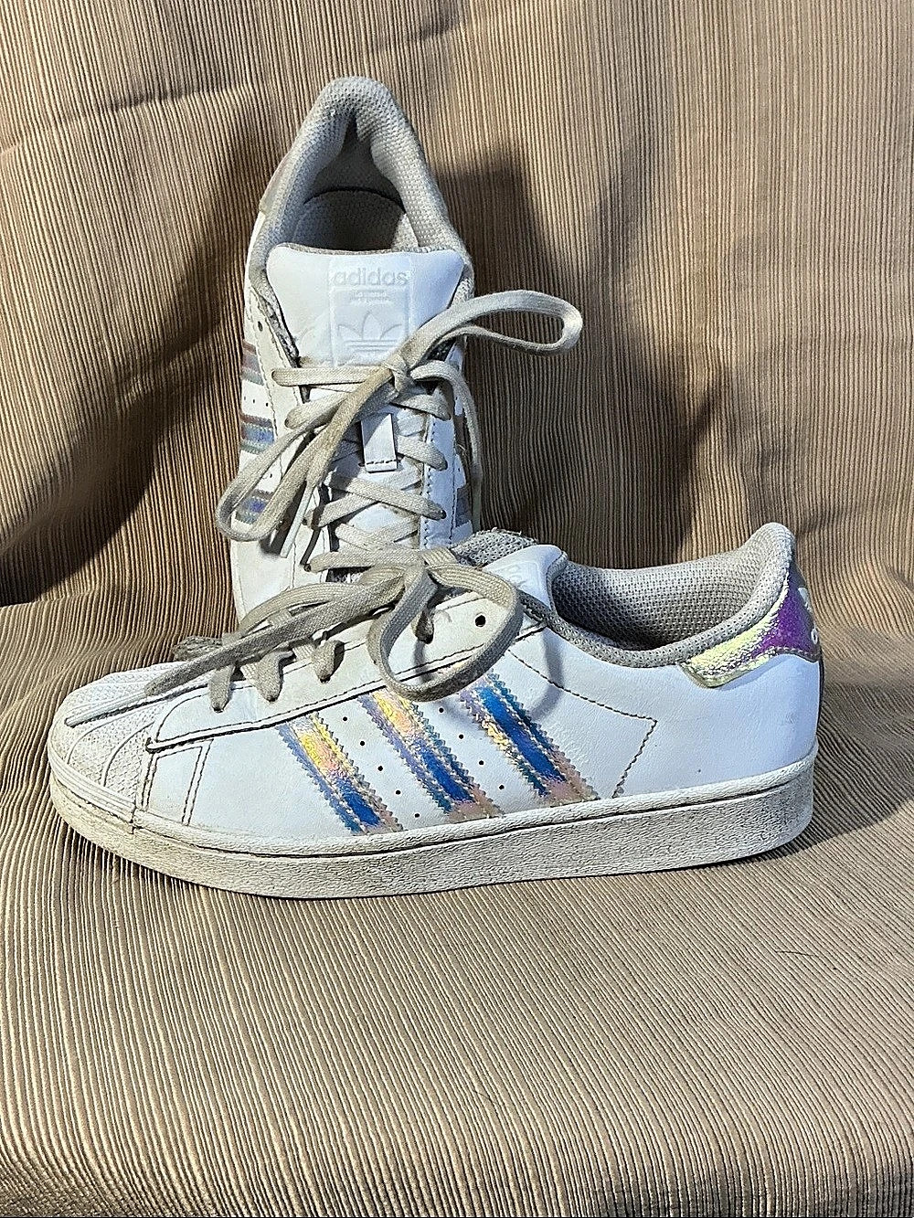adidas Superstar White Iridescent Stripes Sneakers White & Blue